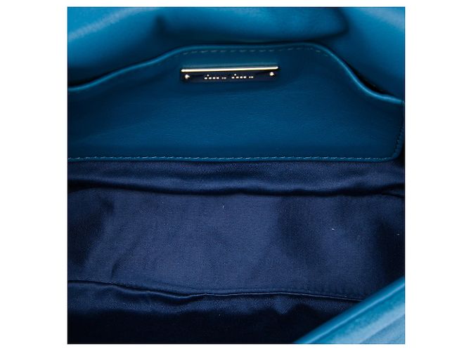 Borsa Satchel Miu Miu in camoscio blu con catena di cristalli - vista 5