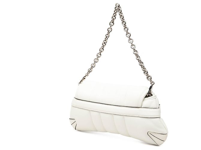 Borsa Gucci White Small Quilted Calfskin Horsebit Chain Satchel Bianco - vista 2