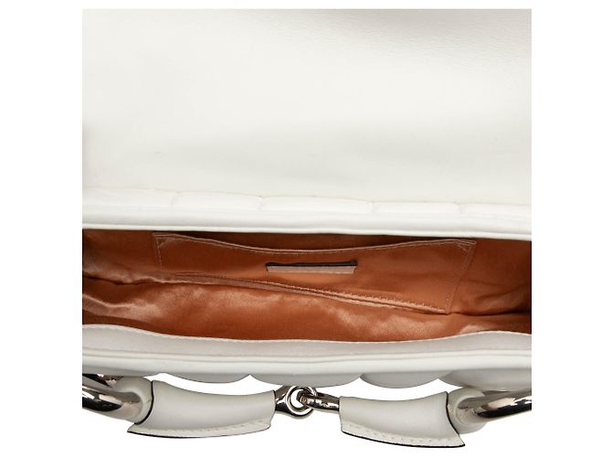 Borsa Gucci White Small Quilted Calfskin Horsebit Chain Satchel Bianco - vista 4