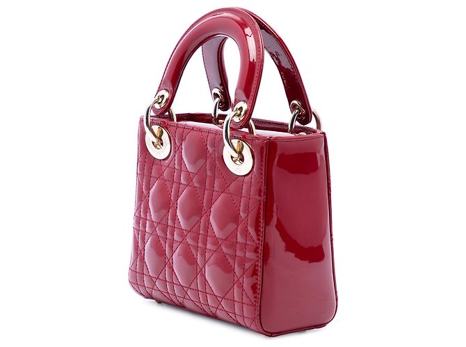 Autre Marque Dior Red Mini Patent Cannage Lady Dior Rosso Bordò - vista 2