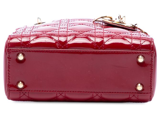 Autre Marque Dior Red Mini Patent Cannage Lady Dior Rosso Bordò - vista 3