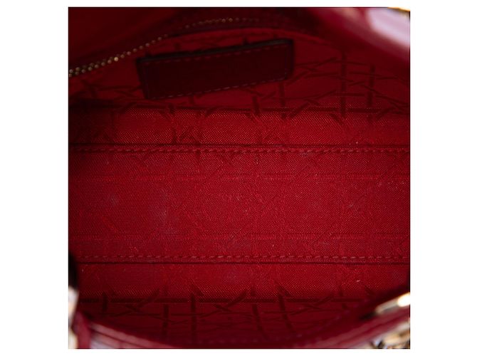 Autre Marque Dior Red Mini Patent Cannage Lady Dior Rosso Bordò - vista 4