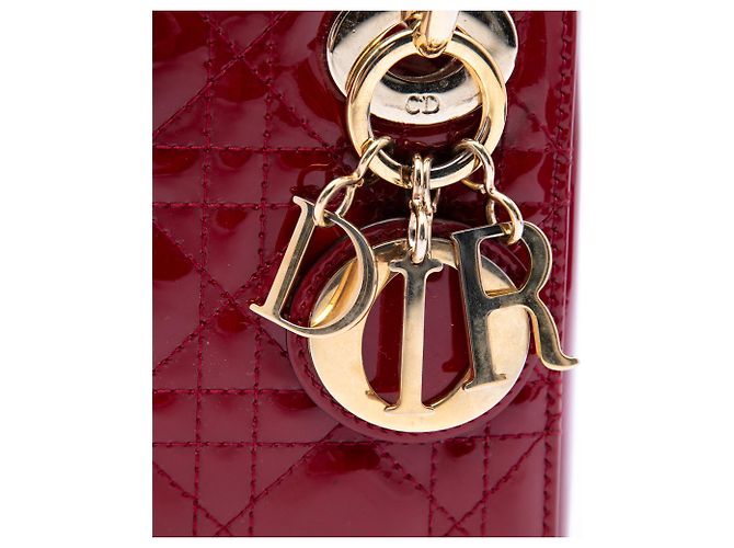 Autre Marque Dior Red Mini Patent Cannage Lady Dior Rosso Bordò - vista 5