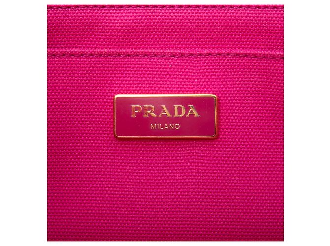 Tote Prada Small Canvas Canapa Logo Rosa - vista 5