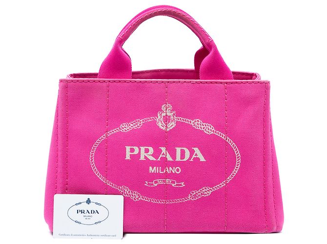Tote Prada Small Canvas Canapa Logo Rosa - vista 7