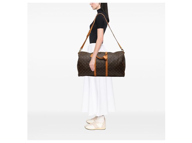 Louis Vuitton Brown Monogram Keepall Bandouliere 60 Marrone - vista 8