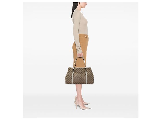 Borsa Tote Gucci Beige Large GG Canvas Twins - vista 5