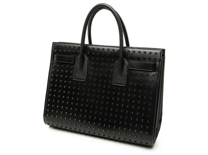 Autre Marque Borsa Saint Laurent Sac De Jour Small in pelle borchiata nera Nero - vista 2