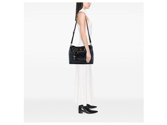 Borsa Satchel Prada in vitello morbido nero - vista 6