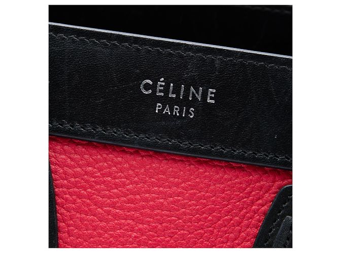 Céline Celine Borsa Luggage Nano Tricolor in Nubuck e Pelle di Vitello Rossa Rosso - vista 5