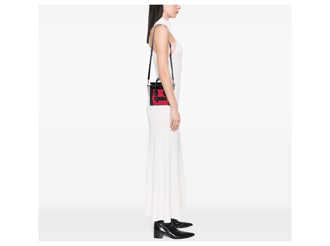 Céline Celine Borsa Luggage Nano Tricolor in Nubuck e Pelle di Vitello Rossa Rosso - vista 6