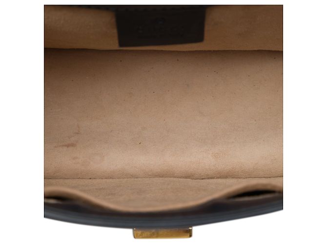 Borsa Satchel Gucci Sylvie Small in pelle di vitello nera con Web Nero - vista 4