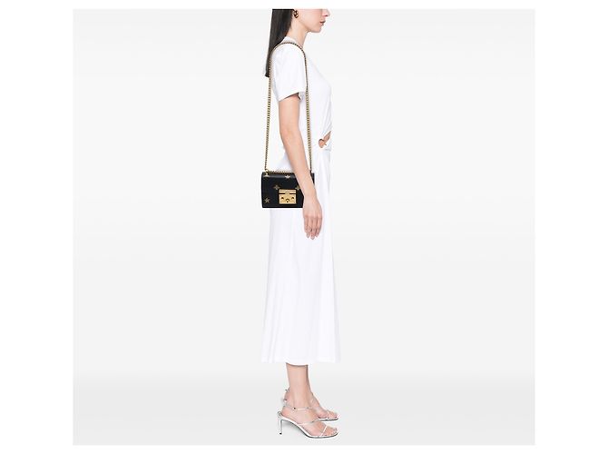 Padlock Gucci Borsa a tracolla Small in pelle di vitello nera con Bee Star e lucchetto Nero - vista 6