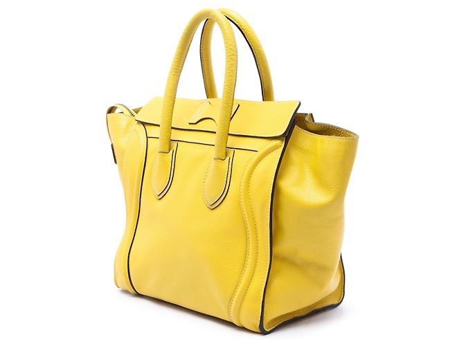 Céline Celine Yellow Mini Drummed Calfskin Luggage Tote - view 2