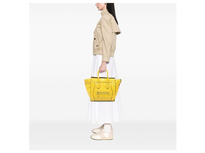 Céline Celine Yellow Mini Drummed Calfskin Luggage Tote - view 6