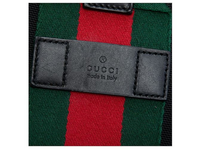 Gucci Shopper aus schwarzem Canvas mit Techno Web-Schnalle - Ansicht 5