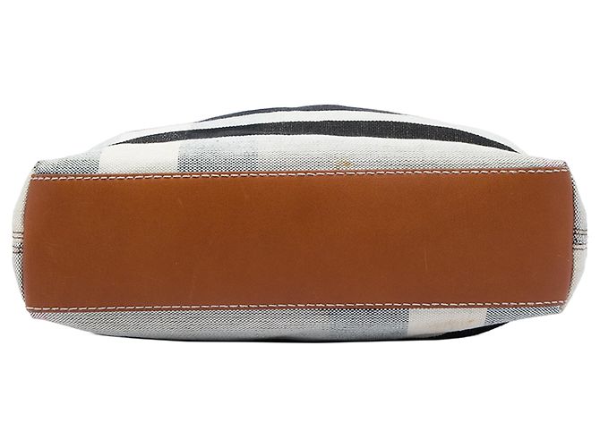 Burberry Brown Medium Mega Check Canvas Tottenham Brit Satchel Marrone Marrone chiaro - vista 3