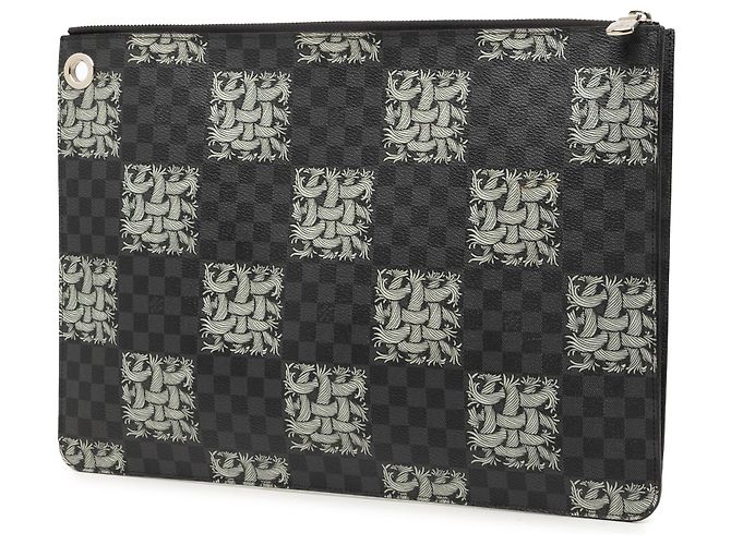 Louis Vuitton Black Christopher Nemeth Damier Graphite Rope Pochette Voyage GM Negro - vista 2