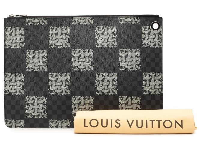 Louis Vuitton Black Christopher Nemeth Damier Graphite Rope Pochette Voyage GM Negro - vista 7