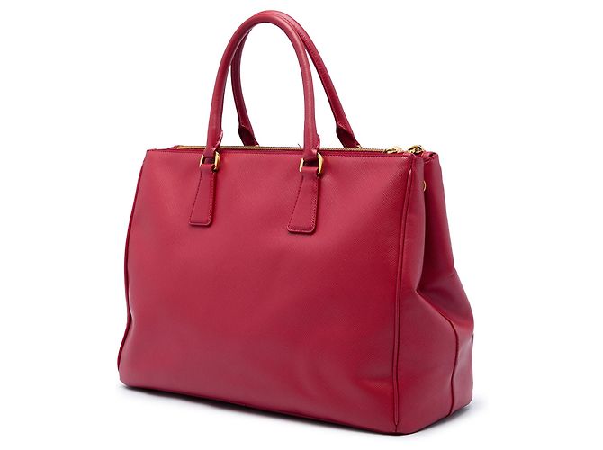 Prada Borsa Tote Galleria Double Zip Large in Saffiano Rossa Rosso - vista 2