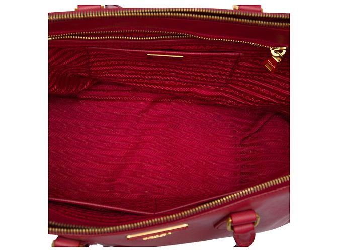 Prada Borsa Tote Galleria Double Zip Large in Saffiano Rossa Rosso - vista 4
