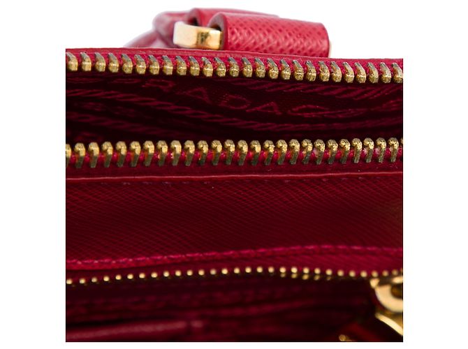 Prada Borsa Tote Galleria Double Zip Large in Saffiano Rossa Rosso - vista 6