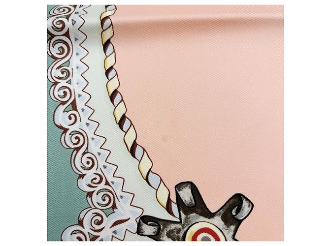 Hermès Pañuelo de seda Hermes Carre 90 Rosa Blanco Multicolor Verde - vista 10