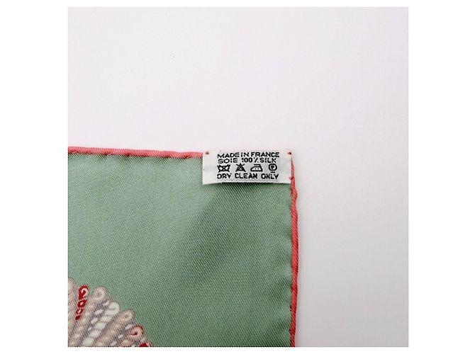 Hermès Pañuelo de seda Hermes Carre 90 Rosa Blanco Multicolor Verde - vista 11