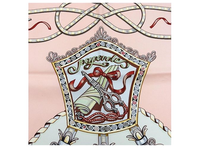 Hermès Pañuelo de seda Hermes Carre 90 Rosa Blanco Multicolor Verde - vista 5