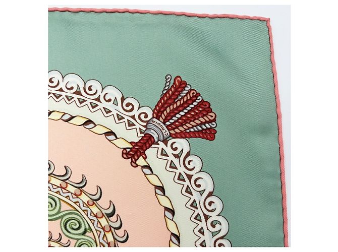 Hermès Pañuelo de seda Hermes Carre 90 Rosa Blanco Multicolor Verde - vista 6