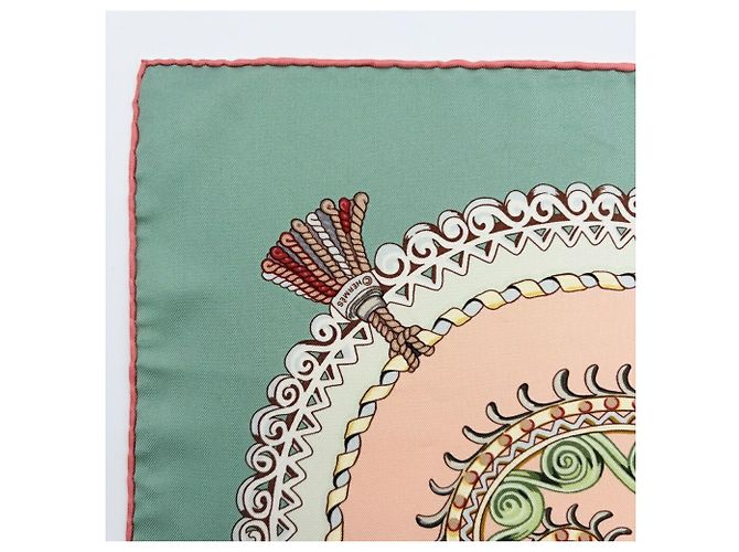 Hermès Pañuelo de seda Hermes Carre 90 Rosa Blanco Multicolor Verde - vista 7