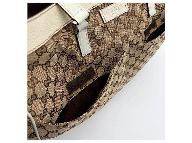 Borsa Tote Gucci GG Canvas Beige Crudo - vista 11