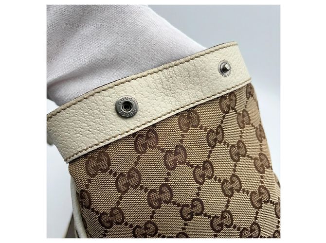 Borsa Tote Gucci GG Canvas Beige Crudo - vista 13