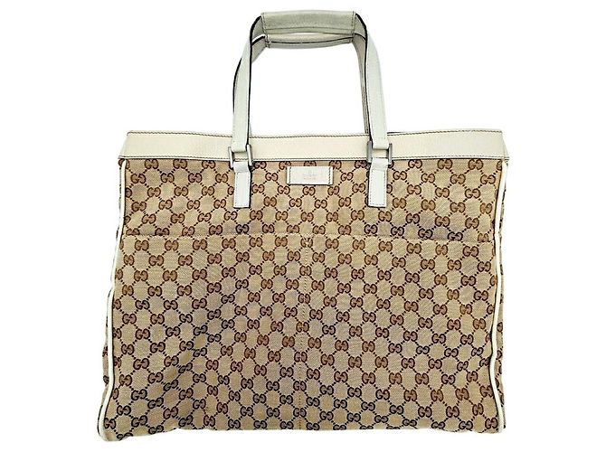 Borsa Tote Gucci GG Canvas Beige Crudo - vista 2
