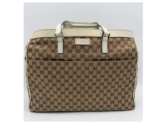 Borsa Tote Gucci GG Canvas Beige Crudo - vista 3