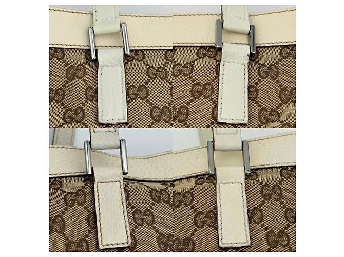 Borsa Tote Gucci GG Canvas Beige Crudo - vista 7