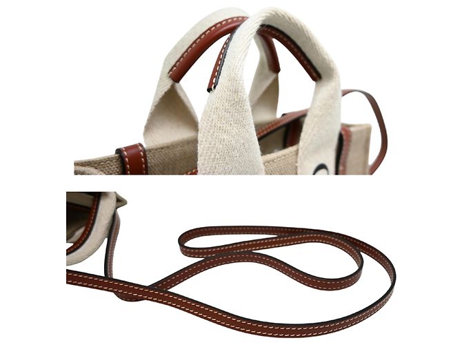 Borsa Tote Chloé Woody Mini Marrone Beige - vista 5