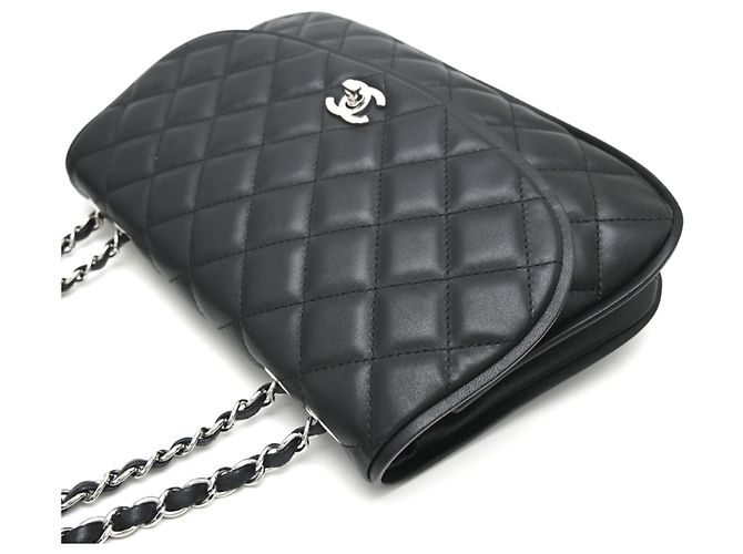 Borsa a tracolla con catena Chanel in pelle d'agnello nera Nero - vista 3