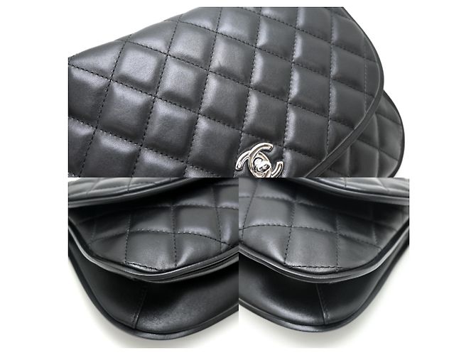 Borsa a tracolla con catena Chanel in pelle d'agnello nera Nero - vista 7