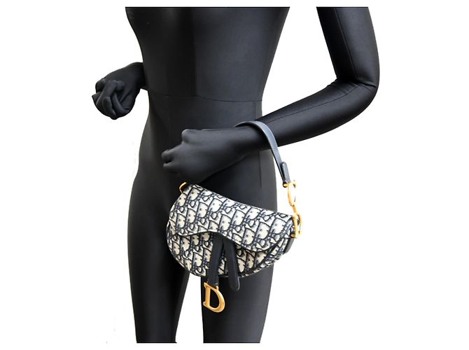 Christian Dior Mini Saddle Tasche Marineblau - Ansicht 9