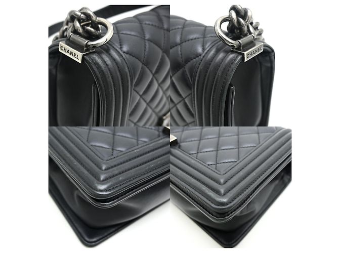 Borsa a tracolla con catena Chanel Boy 25 Nero - vista 7