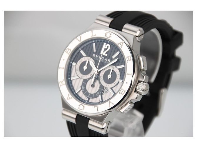 Orologio Bulgari Diagono Calibro 303 DG42SCH Automatico 42mm Nero & Argento Grigio Silver hardware - vista 2