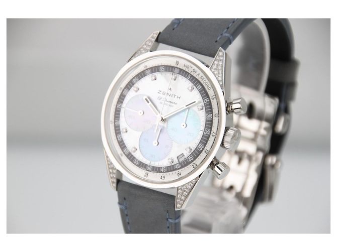 Zénith Zenith Chronomaster Original 38mm MOP Automatico 16.3200.3600 Bianco Blu Grigio - vista 2