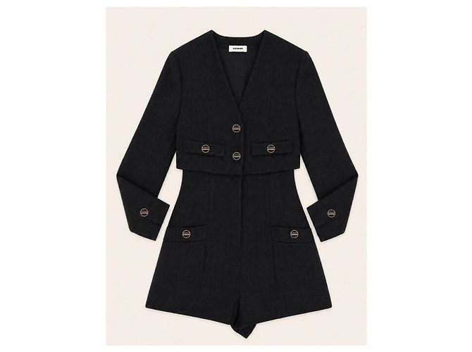 Sandro Mono de Tweed Negro Mujer XS 34 - vista 4