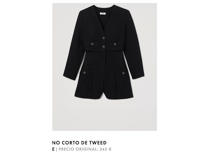Sandro Mono de Tweed Negro Mujer XS 34 - vista 5