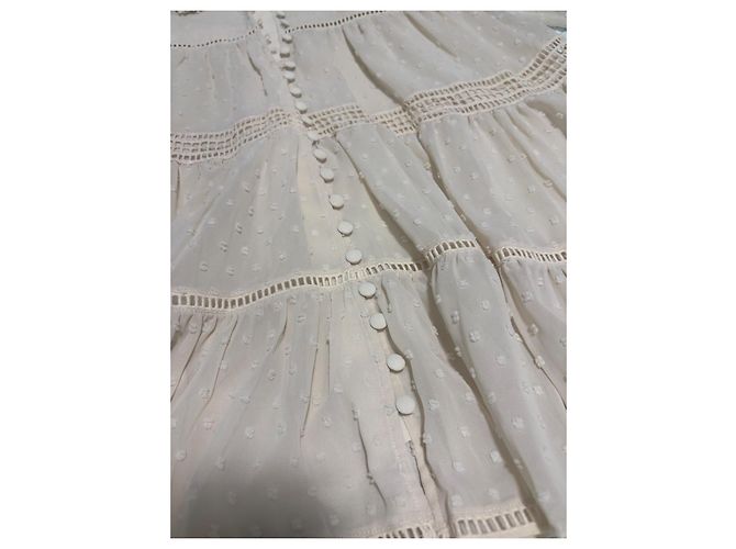 Uterque Uterqüe Chiffon-Midikleid mit Punktmuster und Rüschen Beige - Ansicht 8