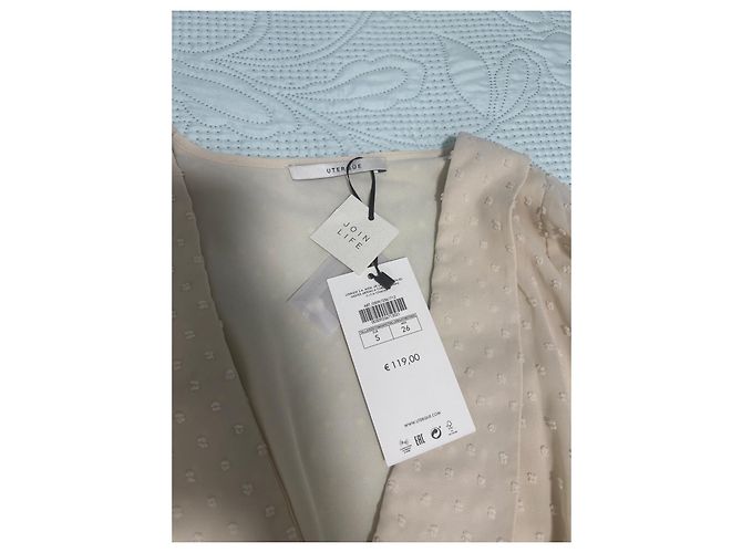 Uterque Uterqüe Chiffon-Midikleid mit Punktmuster und Rüschen Beige - Ansicht 9