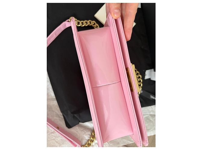 Chanel Boy Bag in Pink Patent Leather - view 4