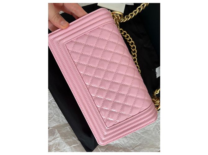 Chanel Boy Bag in Pink Patent Leather - view 5