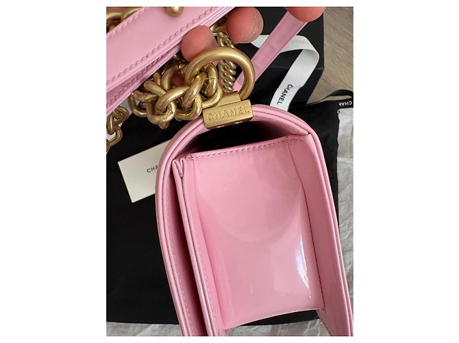 Chanel Boy Bag in Pink Patent Leather - view 6
